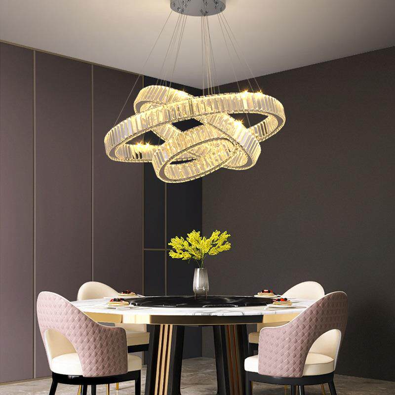 轻奢水晶吊灯屋卧室吸顶灯餐厅椭客厅ASD-FL90全配圆套灯E具遥控