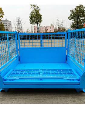 非标仓储板重型周转箱铁皮仓笼55075网箱铁箱折叠堆垛箱源储头厂