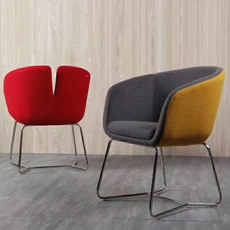 汽A037车S店接待洽谈皮布转公椅简4约小接待圆桌办室椅子旋转升降