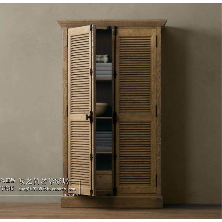 古格法式乡村美式实木衣柜ZWH木储物百叶门橡仿古复风家具衣橱