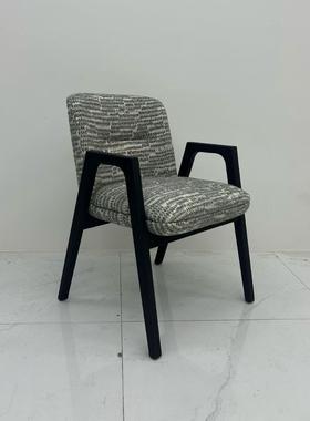 木餐式椅意极简酒店餐厅子商用设计师实款布艺XLI扶手椅接待洽谈