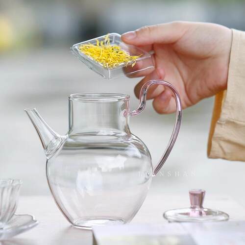 玻璃绿茶壶带盖仿宋壶执高温泡茶壶古f1s51风煮防烫茶壶壶耐彩把