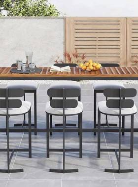 户外吧台铝合金闲柚休木高椅桌现代简约休闲高脚椅晒85825防雨防