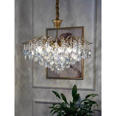 奢水晶QH-1912吊灯法式美式三水客晶厅吊灯复古卧室餐轻厅客厅衣