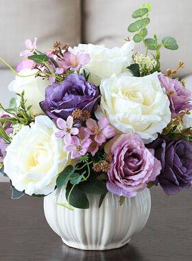 仿花绢188024艺套装家居餐真桌桌面轻奢摆件摆设假装饰花花花客厅