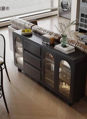 黑色沙发背靠柜复收纳装饰柜子式古餐柜储UTS物柜客边厅靠墙麦太