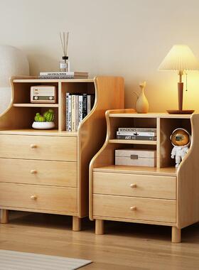 木柜一对床床边收纳柜个性窄边储头VPD物柜卧室现代简约小型置实