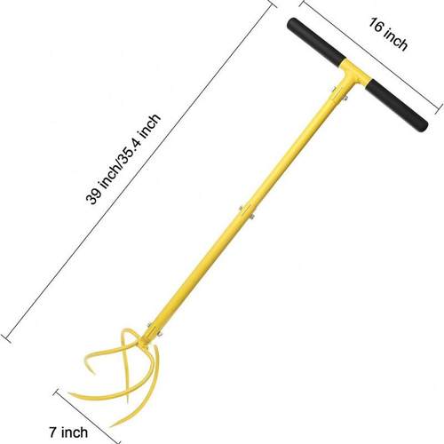 Jun24930手动手耕地机培可拆卸大爪子花耕园机栽爪工具长柄钢地机