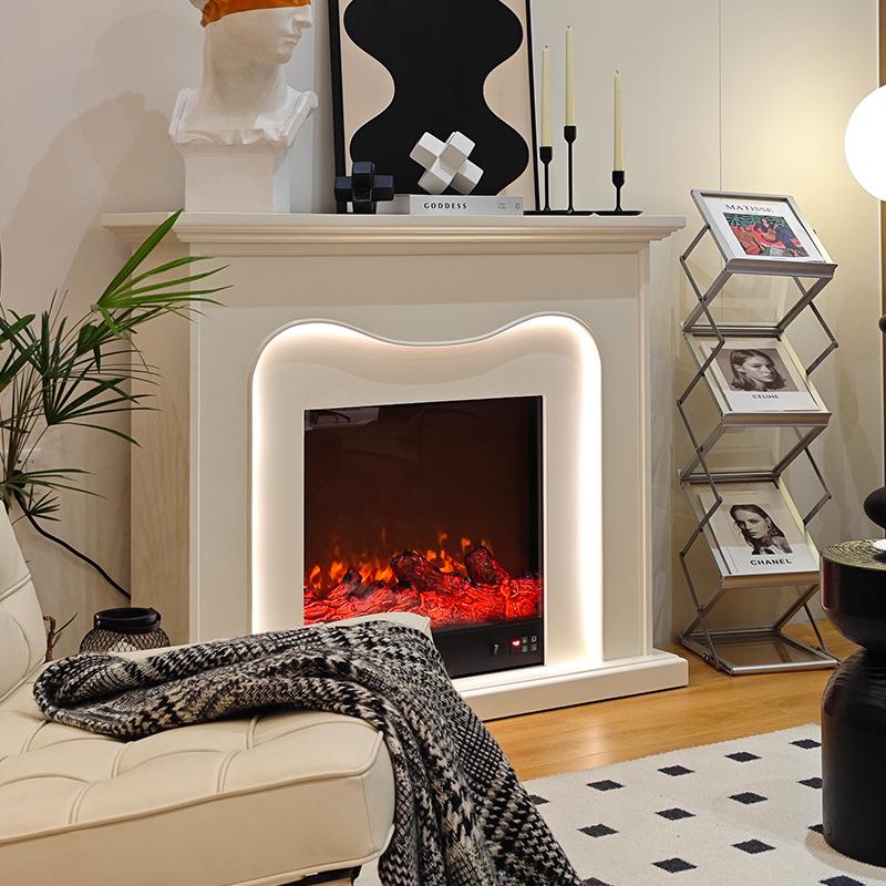 法式花仿壁炉装饰柜实木电477子壁炉芯架真焰欧式火客厅雕家用取