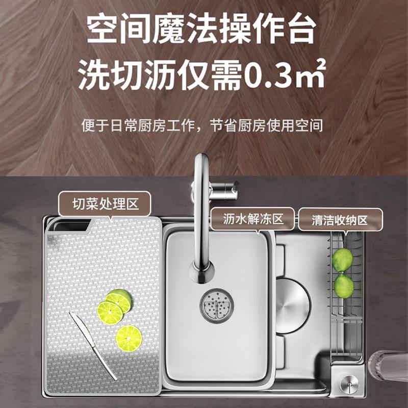 304不锈钢左侧下水大单槽嵌入洗碗盆纳米压纹蜂窝水槽大单槽