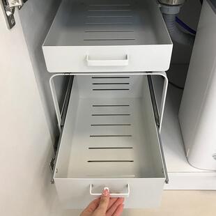 置物架橱柜内411瓶罐碗碟储物厨多功 yt房下水x槽纳架双层收抽屉式