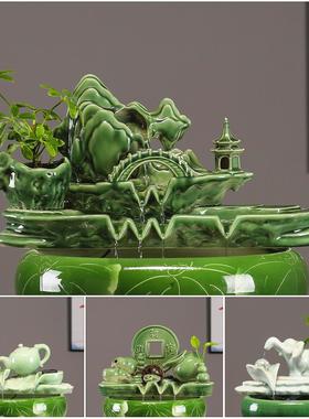 流水摆件循环水鱼缸生财办公室假山客厅室内招财水缸造景喷泉景观