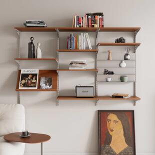 书格有物客厅墙上组合置物架可调节实木挂墙书架装饰陈列展示摆架