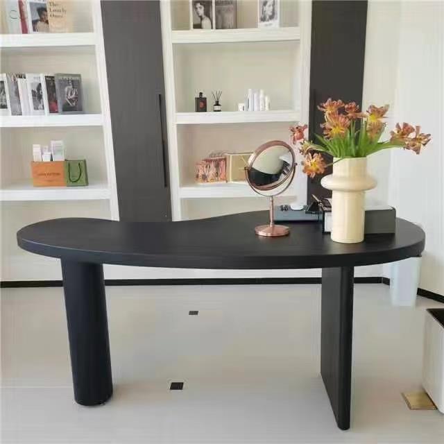 北欧风现代极简书桌弧形创意电脑桌设计师家用单人异形办公桌