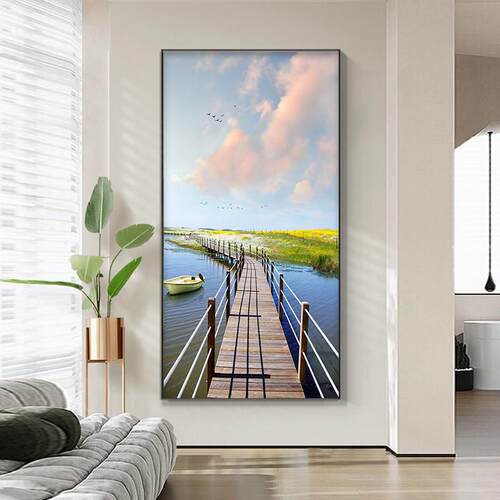 入户玄关装饰画现代简约走廊过道挂画玄幻尽头背景墙面高级感壁画