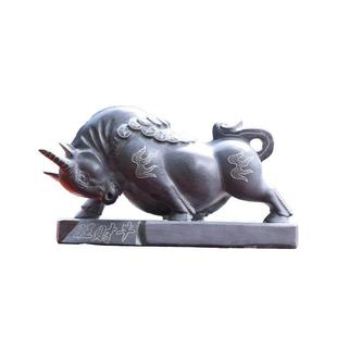 青石牛摆件招财旺财牛石雕石头雕刻水牛生肖石牛庭院园林公园