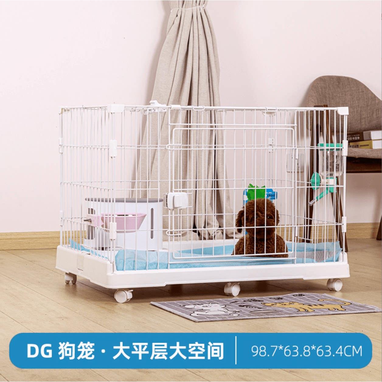 创逸狗笼子兔笼室内围栏创逸一米笼子双开门小型犬兔子笼无底网