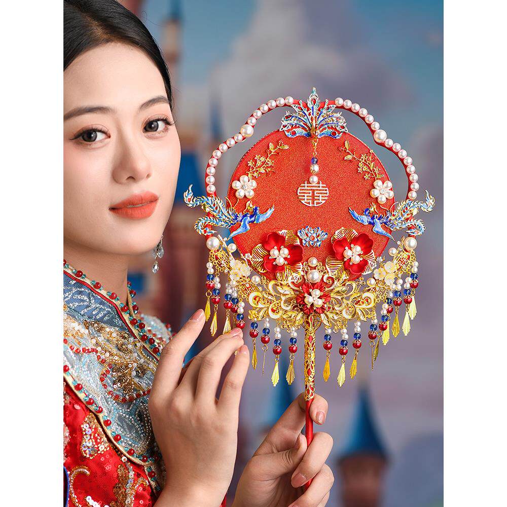 新新娘扇婚礼DIY材料包装婚礼扇中国风花束成品双面绣和婚礼