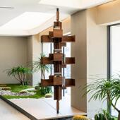 北美胡桃木书架可旋转调节Albero置物架展厅样板间设计师转角实木