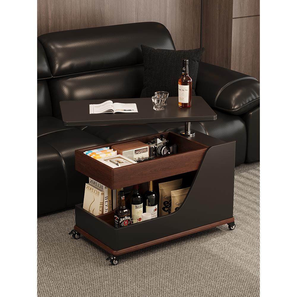 可移动沙发边几可升降沙发边柜侧柜旁边置物架中古茶几客厅小推车