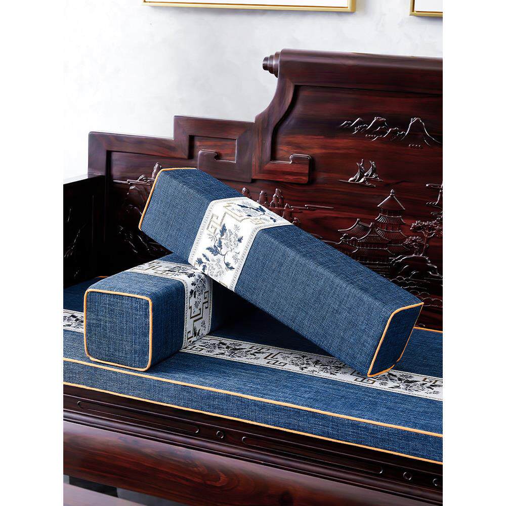 新中国风沙发扶手枕套红木罗汉亚麻布靠垫矩形靠背枕头枕头海绵定