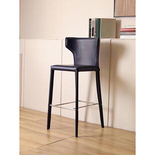 北欧轻奢吧台椅现代简约高椅子家用岛台椅马鞍皮餐椅工业风高脚凳