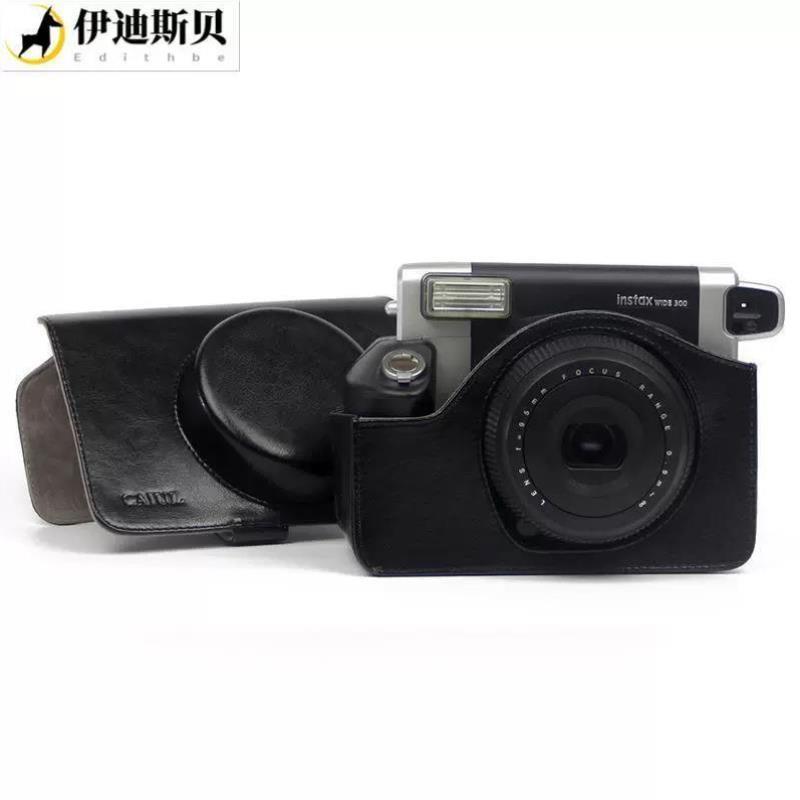 适用于富士wide300相机包拍立得w黑棕色单肩斜跨instax皮套PU保护