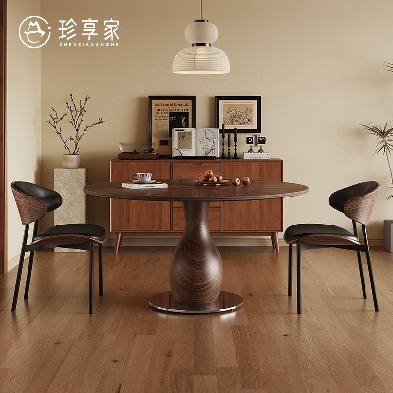 木纹岩板餐桌升级加厚桌面可定制