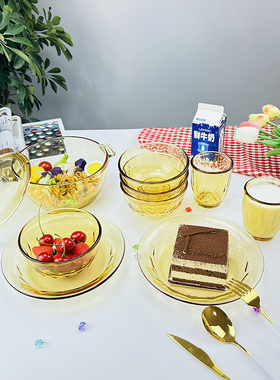 毕加索欧式玻璃餐具碗碟套装家用高档餐具轻奢微波炉餐具