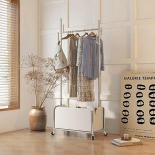 皮兜衣帽架带轮可移动挂衣架落地卧室家用隔夜收纳客厅入户不锈钢