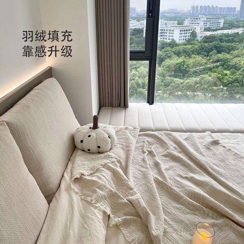 网红民宿床头软包羽绒大靠背日式诧寂风无靠垫双沙发靠垫后背大号