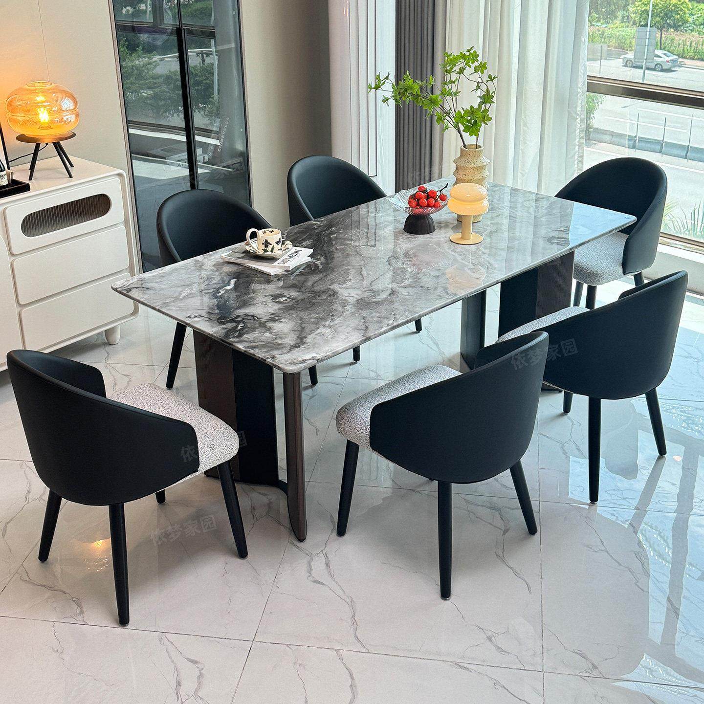 轻奢大理石餐桌椅组合现代奢石纹理小户型高级感微晶石饭桌,住宅家具,大理石餐桌,淘宝优惠券,粉丝福利购,淘宝优惠卷