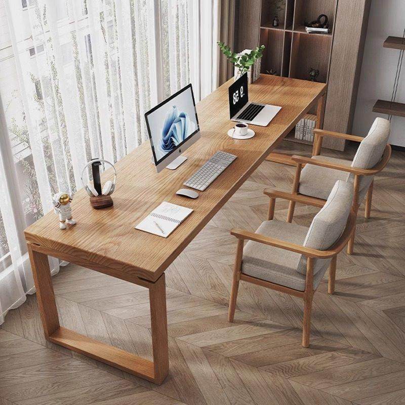 实木双人书桌靠墙长条桌家用简约现代学生写字桌学习桌办公电脑桌,住宅家具,书桌,淘宝优惠券,粉丝福利购,淘宝优惠卷