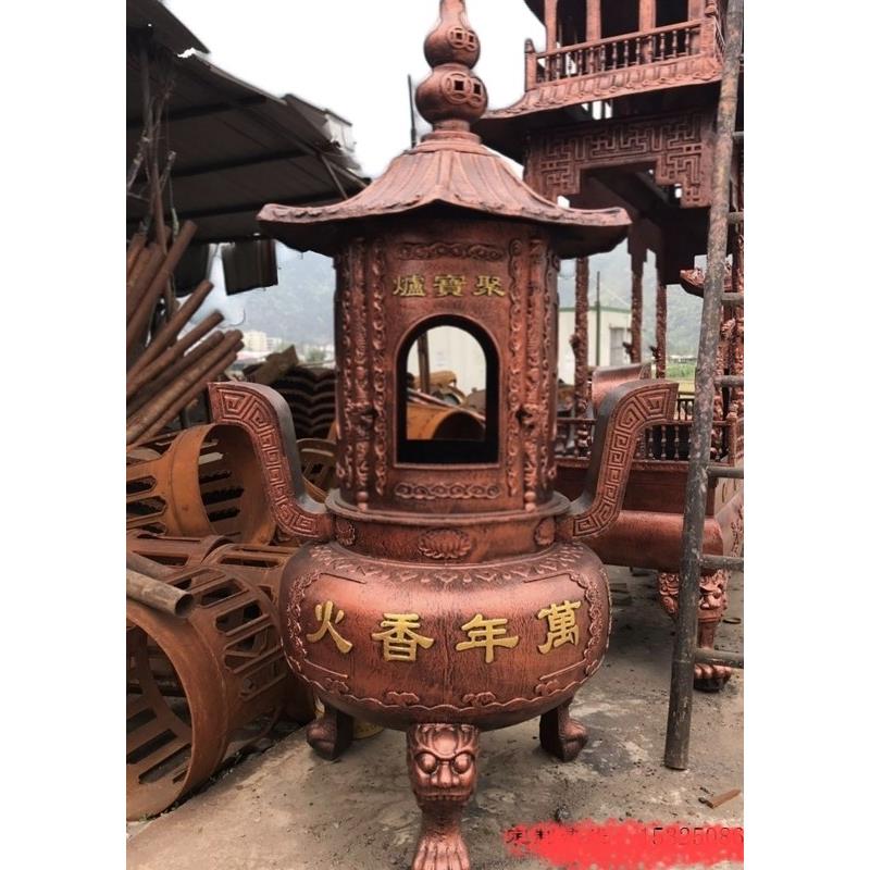 大型圆形烧纸炉聚宝寺庙风景区仿古金炉铸铁香炉室外带盖经炉化宝