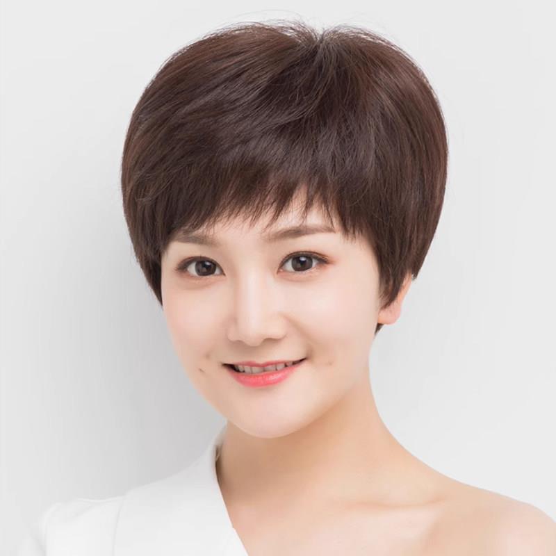 假发女短发发型中老年女士全真发透气妈妈款短直发气质减龄假发套