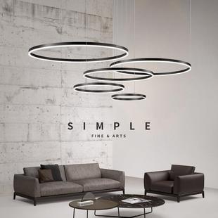 客厅吊灯现代简约大气主灯家用意式 极简圆环餐厅灯创意客厅灯U048