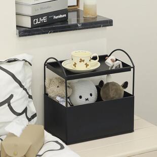 铁艺收纳盒化妆品收纳架 高级感轻奢风置物架 办公室桌面整理架子