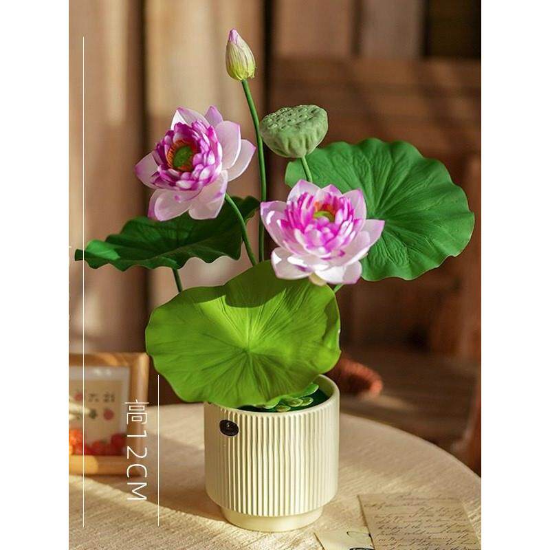 彷真荷花假花花束室内摆件绿植盆栽客厅摆设餐桌茶几造景玄关装饰