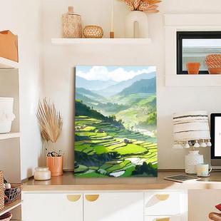 万里梯田无框画客厅卧室自然田园风光挂画餐厅田野丰收风景装饰画