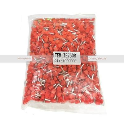 管状双线冷压端子Te0508/7508/1008/1508/2508预绝缘管状接线引脚