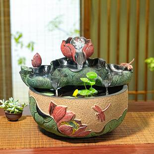 办公室小水景鱼缸流水摆件循环水客厅书房新居室内玄关桌面喷泉