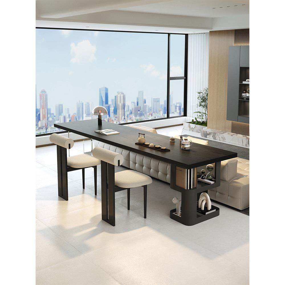 方舟 横厅沙发后长条桌意式极简黑色实木书桌家用客厅双人学习桌,住宅家具,书桌,淘宝优惠券,粉丝福利购,淘宝优惠卷