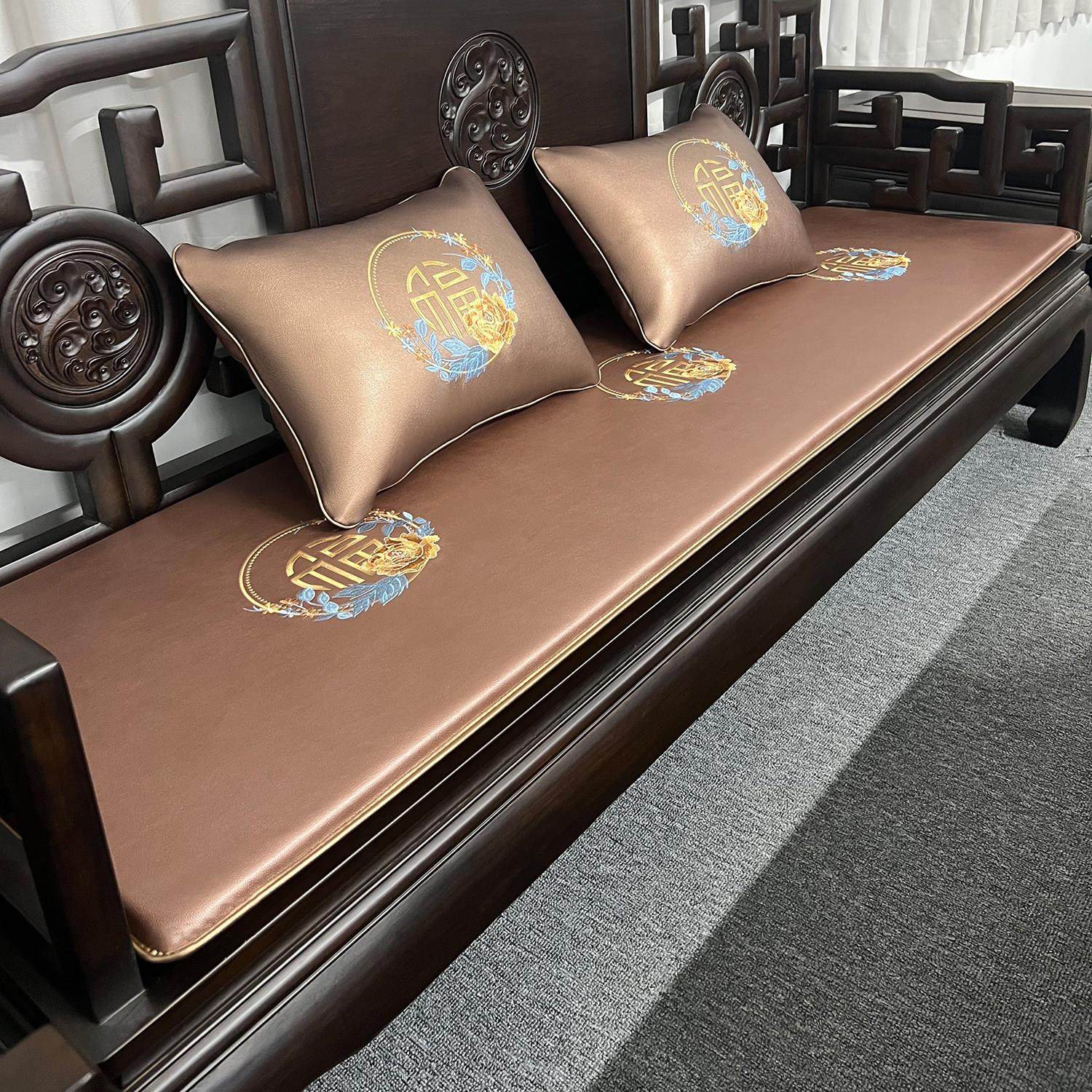 中式红木沙发坐垫四季通用防滑实木椅子茶椅餐椅垫子双面可用定制