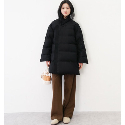 【春春Spring】中式立领斜襟盘口中长款冬季保暖鹅绒服 HWZS047X