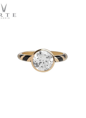 ARTE/艾尔蒂COLOR ME 120V系列925银镀铑几何珐琅戒指女