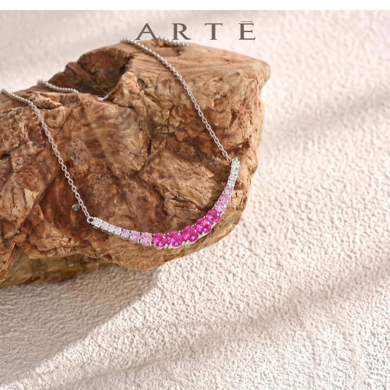 ARTE/艾尔蒂Sierra古典设计镶嵌排钻红宝石项链女锁骨链生日礼物