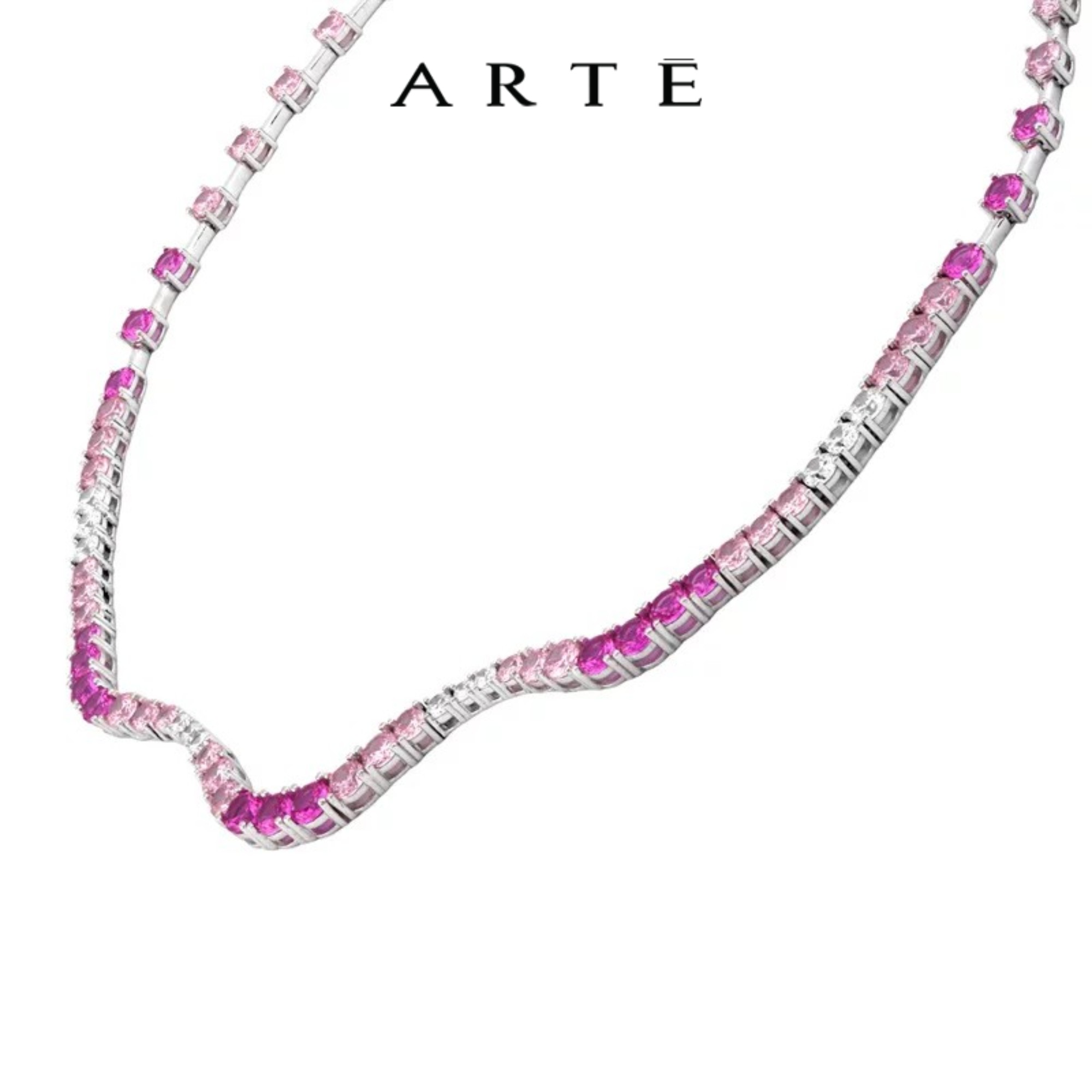 ARTE/艾尔蒂Sierra系列欧美复古风镶嵌粉红色宝石锁骨项链女款
