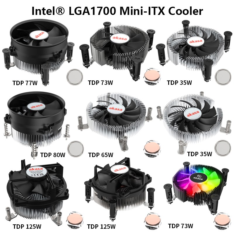 akasa cpu散热器风冷英特尔1700静音ITX机箱电脑风扇铜芯铝散热片