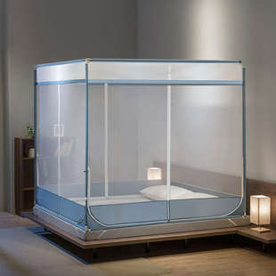 新款家用蚊帐2024加密加厚三开门蒙古包蚊帐家用儿童防摔支架围栏