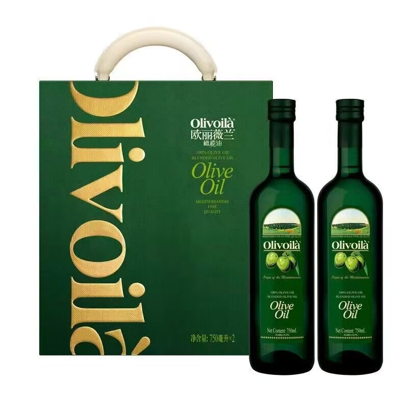 欧丽薇兰橄榄油750ml*2礼盒装食用油官方正品中秋送礼含特级初榨